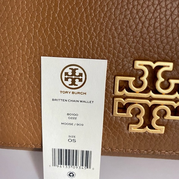 SOLD🌈NEW🌈💜Tory Burch Britten Chain Wallet/crossbody bag/shoulder bag/Leather - Picture 10 of 10